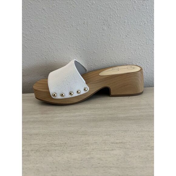 Jessica Simpson Womens Sz 6M Rexile wood Platform Slide Sandals White - Picture 11 of 14